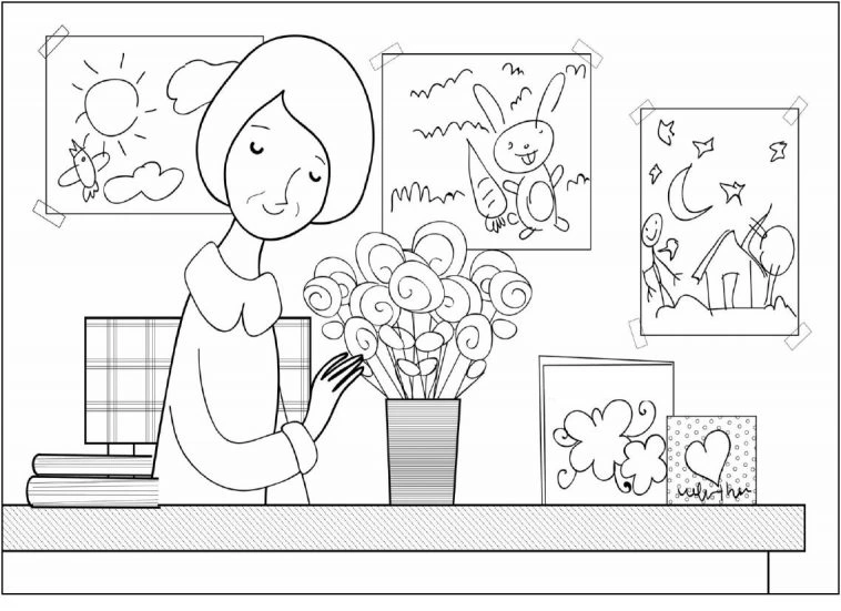 Coloring book teacher find gifts on her desk